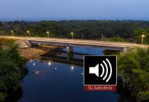Aerial view of Wanjei Bridge over the Wanjei river in Bandajuma Town, Pujehun District Aerial view of Wanjei Bridge over the Wanjei river in Bandajuma Town, Pujehun District